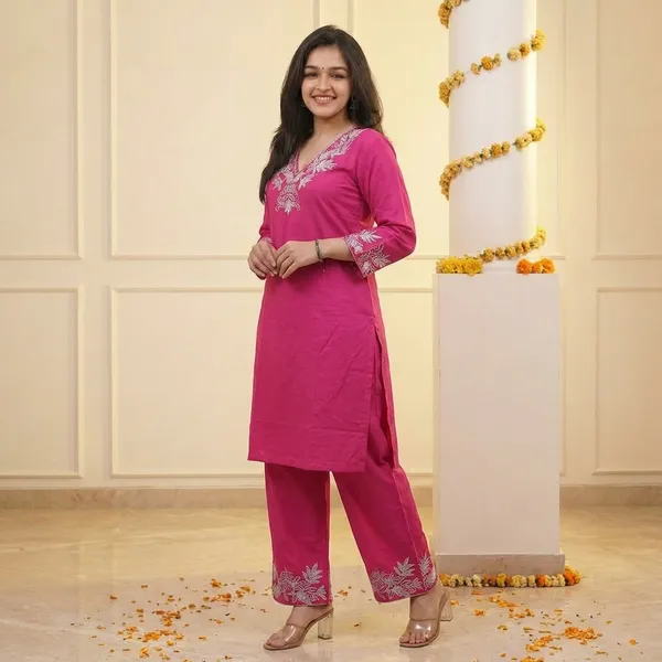 Pink_Cotton_Premium_And_Fancy_Design_Co-Ord_Set_For_Women