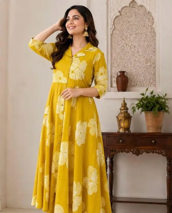 Mustard_Cotton_Premium_And_Fancy_Design_A-Line_Midi_Dress_For_Women
