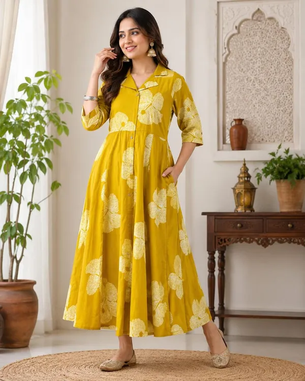 Mustard_Cotton_Premium_And_Fancy_Design_A-Line_Midi_Dress_For_Women