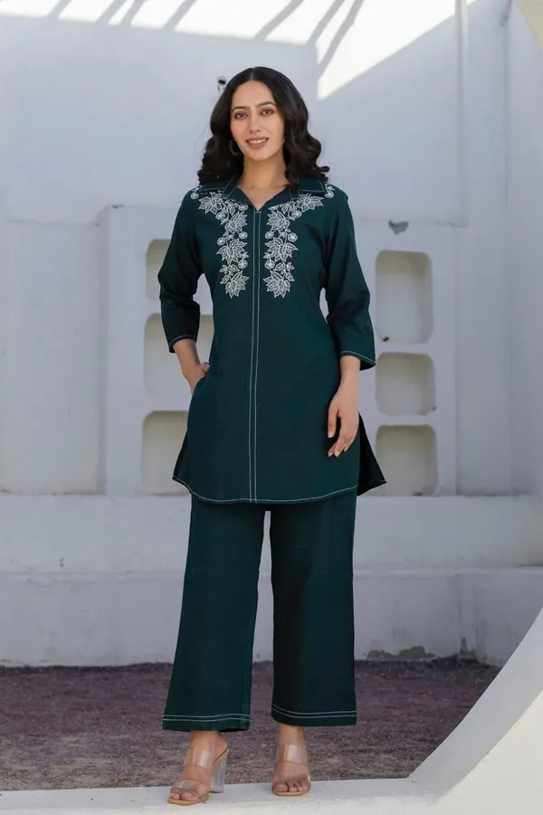 Green_Cotton_Premium_And_Fancy_Design_Co-Ord_Set_For_Women