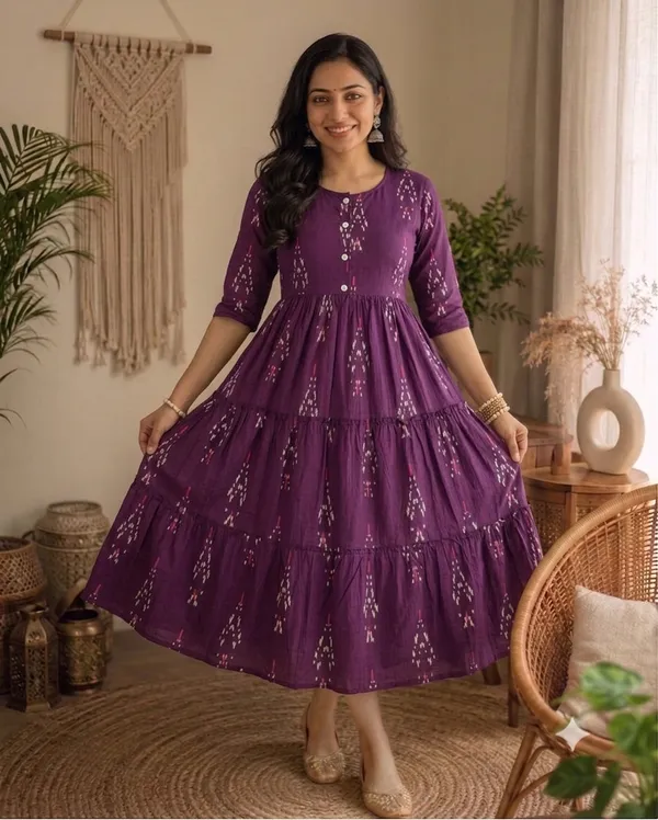 Wine_Cotton_Premium_And_Fancy_Design_Fit_And_Flare_Dress_For_Women
