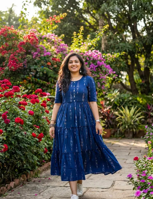 Blue_Cotton_Premium_And_Fancy_Design_Fit_And_Flare_Dress_For_Women