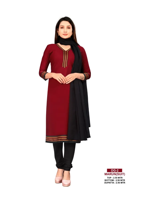Maroon_And_Black_Ethnic_Crepe_Unstiched_Suit_Set_With_Black_Dupatta