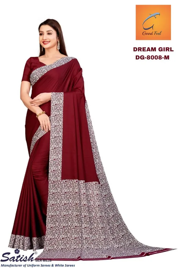 Unstitched_Maroon_And_White_Crepe_Unstiched_Saree_With_Printed_Border_(Saree-5_M,_Blouse-_0.8_M)