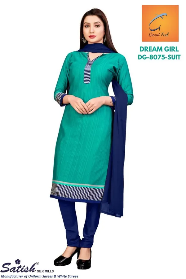 Turquoise_Blue_Ethnic_Crepe_Unstiched_Suit_Set_With_Navy_Contrast