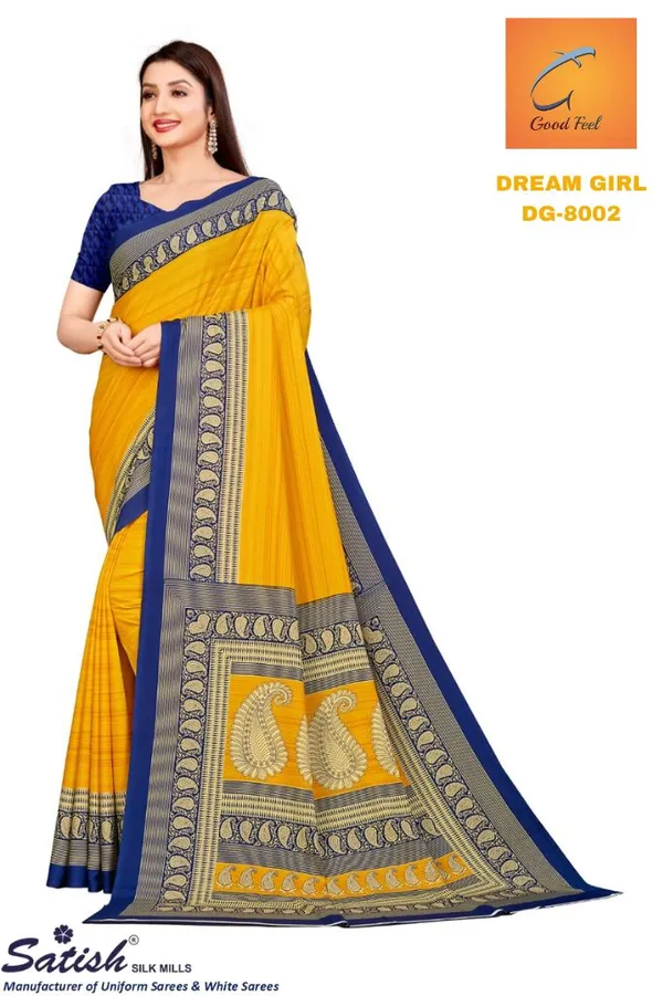 Unstitched_Yellow_And_Blue_Crepe_Unstiched_Saree_With_Blue_Border_(Saree-5_M,_Blouse-_0.8_M)