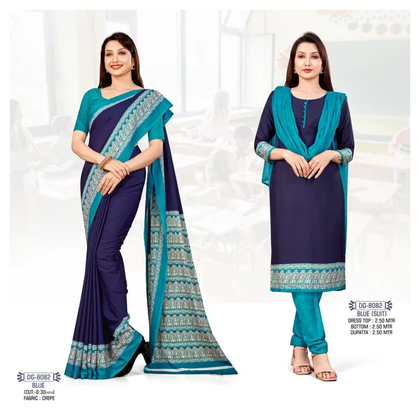 Unstitched_Navy_Blue_Crepe_Unstiched_Saree_And_Salwar_Set_With_Turquoise_Border_(Saree-5_M,_Blouse-_0.8_M)