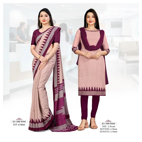 Unstitched_Wine_Ethnic_Wear_Crepe__Combo_Saree_And_Salwar_Suit_Set