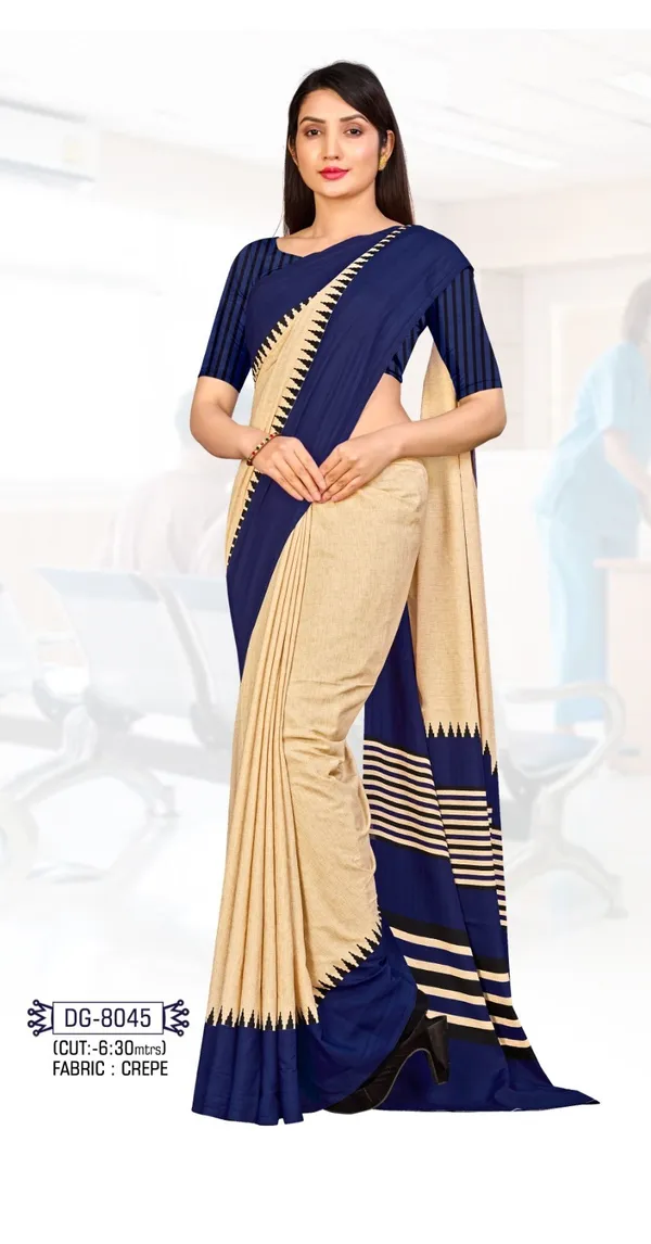 Unstitched_Navy_Blue_And_Beige_Crepe_Unstiched_Saree_And_Salwar_Suit_Set_(Saree-5_M,_Blouse-_0.8_M)