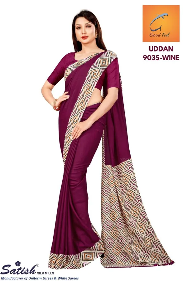 Unstitched_Wine_Chiffon_Crepe_Unstiched_Saree_With_Geometric_Border_(Saree-5_M,_Blouse-_0.8_M)