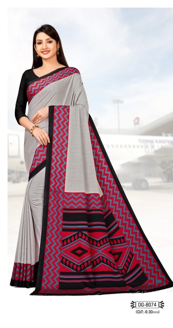 Unstitched_Grey_And_Black_Crepe__Smart_Bold_Perfect_Combo_Of_Saree_And_Suit_Set