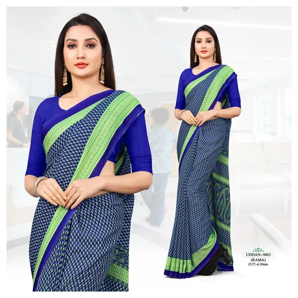 Unstitched_Blue_Printed_Chiffon_Crepe_Unstiched_Saree_With_Border_(Saree-5_M,_Blouse-_0.8_M)