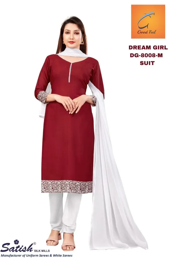 Maroon_Suit_Crepe_Unstiched_Kurta_Set_With_White_Dupatta
