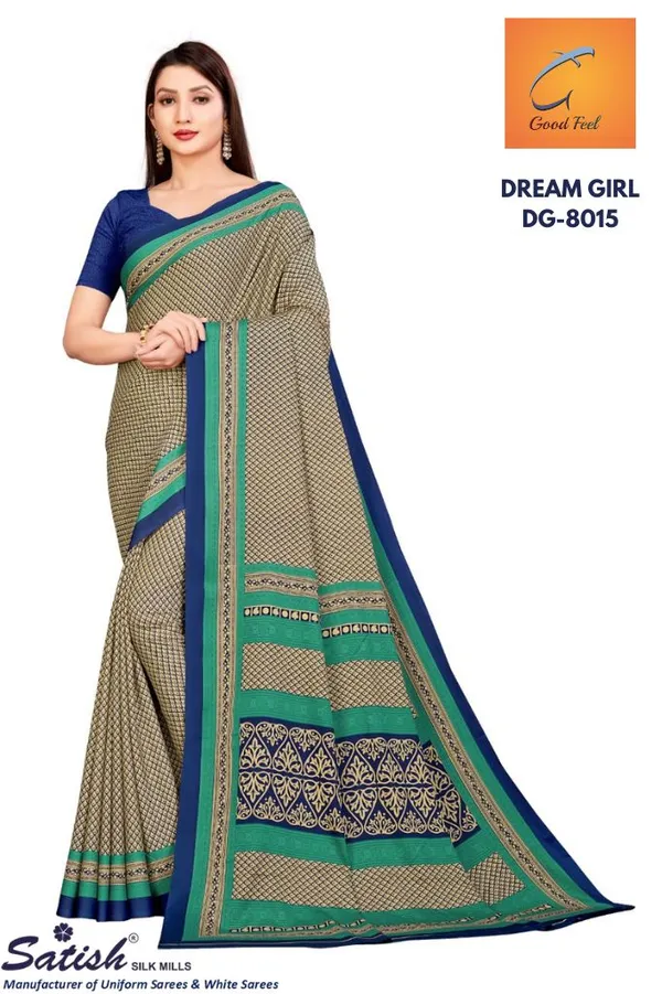Unstitched_Beige_And_Blue_Crepe_Unstiched_Saree_With_Blouse_(Saree-5_M,_Blouse-_0.8_M)