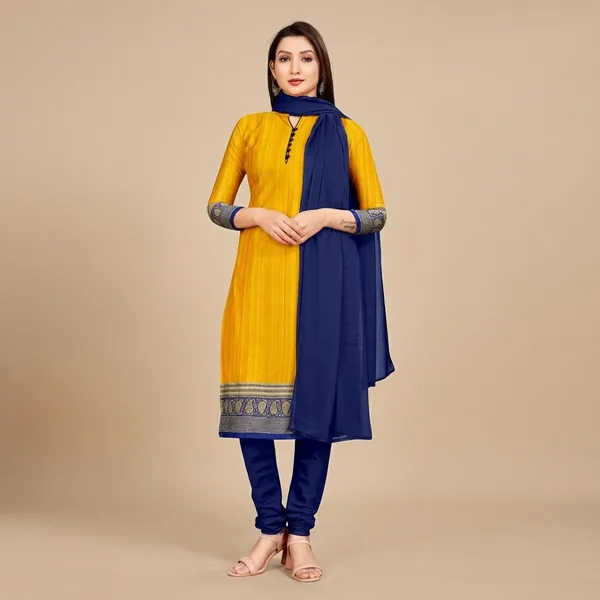 Yellow_And_Blue_Crepe_Unstiched_Suit_Set