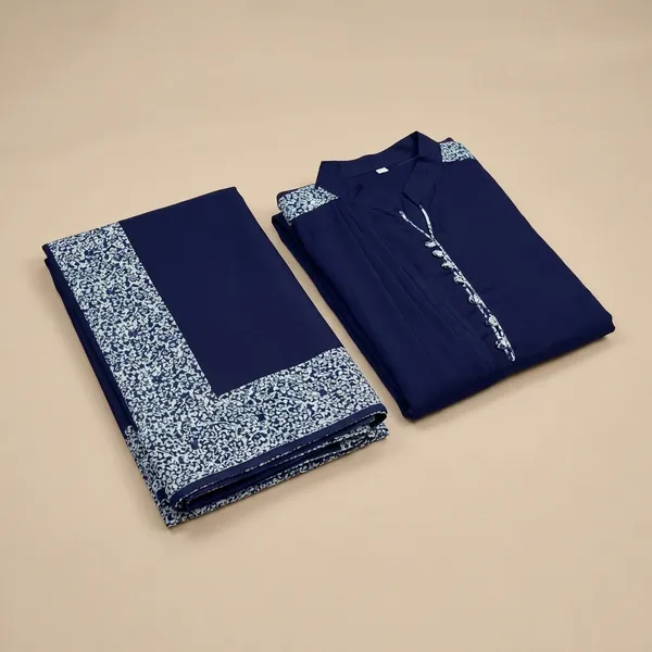 Unstitched_Navy_Blue_Crepe_Unstiched_Saree_With_Printed_Border_And_Matching_Churidar_Set_(Saree-5_M,_Blouse-_0.8_M)