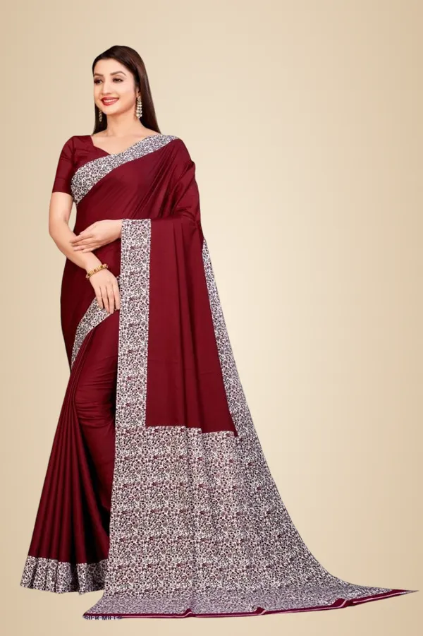 Unstitched_Maroon_And_White_Crepe_Unstiched_Saree_With_Printed_Border_(Saree-5_M,_Blouse-_0.8_M)