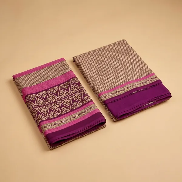 Pink_Crepe_Unstiched_Printed_Saree_With_Blouse_Piece