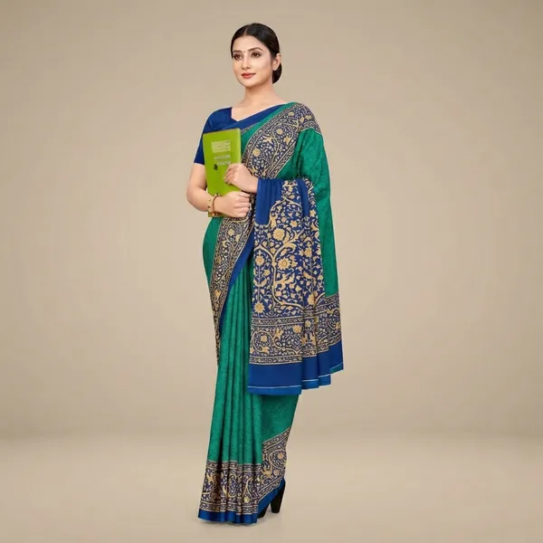 Unstitched_Teal_Green_And_Blue_Crepe_Unstiched_Saree_With_Gold_Embroidery_(Saree-5_M,_Blouse-_0.8_M)