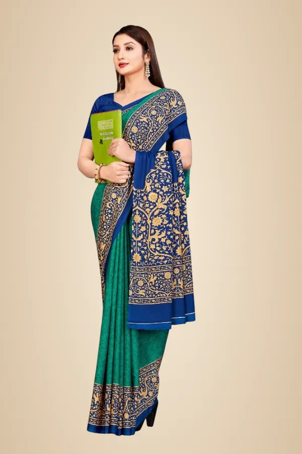 Unstitched_Teal_Green_And_Blue_Crepe_Unstiched_Saree_With_Gold_Embroidery_(Saree-5_M,_Blouse-_0.8_M)