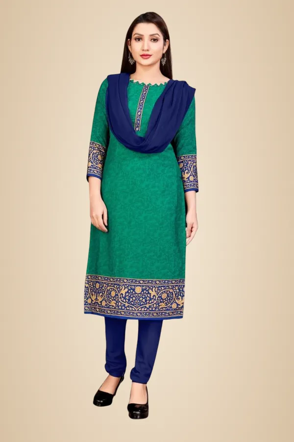 Teal_Green_Crepe_Unstiched_Embroidered_Salwar_Suit_Set
