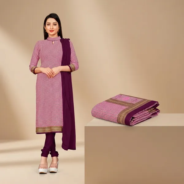 Unstitched_Pink_Traditional_Crepe__Saree_And_Kurta_Combo_Set