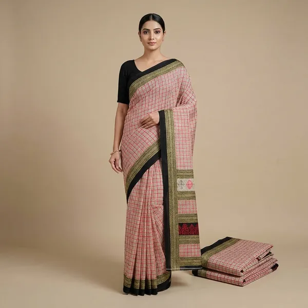 Unstitched_Black_Checkered_Crepe_Unstiched_Saree_With_Black_Blouse_(Saree-5_M,_Blouse-_0.8_M)