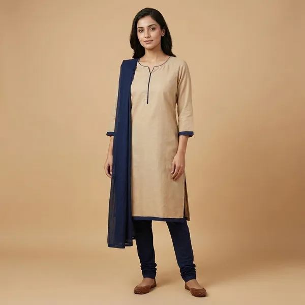 Unstitched_Beige_And_Blue_Crepe_SalwarSuit_Set_6.5_M
