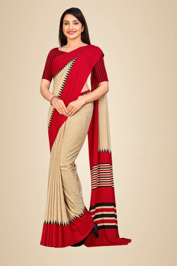 Unstitched_Beige_And_Red_Crepe_Unstiched_Saree_With_Striped_Border_(Saree-5_M,_Blouse-_0.8_M)