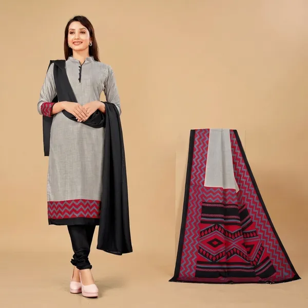Unstitched_Grey_And_Black_Crepe__Smart_Bold_Perfect_Combo_Of_Saree_And_Suit_Set