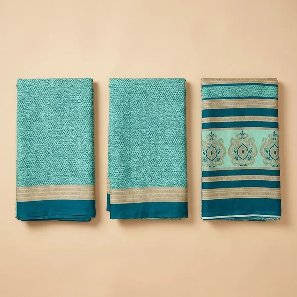 Teal_Green_Printed_Saree_With_Blouse_Saree