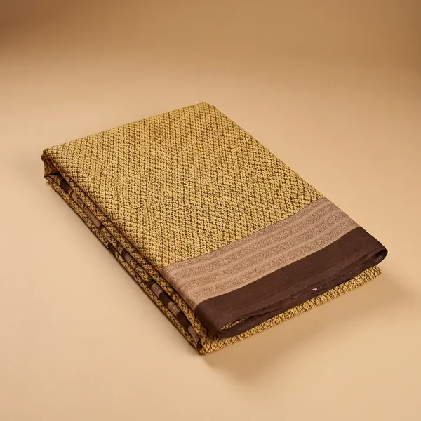 Unstitched_Yellow_Printed_Crepe_Unstiched_Saree_With_Brown_Border_(Saree-5_M,_Blouse-_0.8_M)