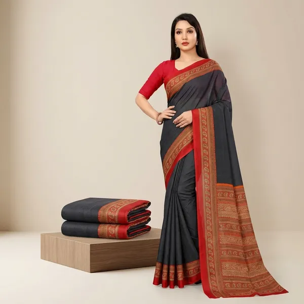 Unstitched_Grey_And_Red_Crepe_Unstiched_Saree_With_Red_Border_(Saree-5_M,_Blouse-_0.8_M)