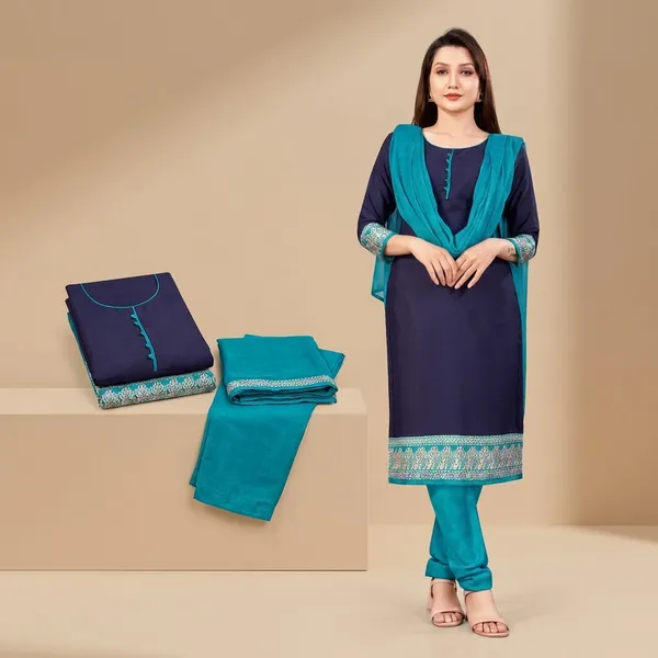 Navy_Blue_Embroidered_Churidar_Crepe_Unstiched_Suit_Set