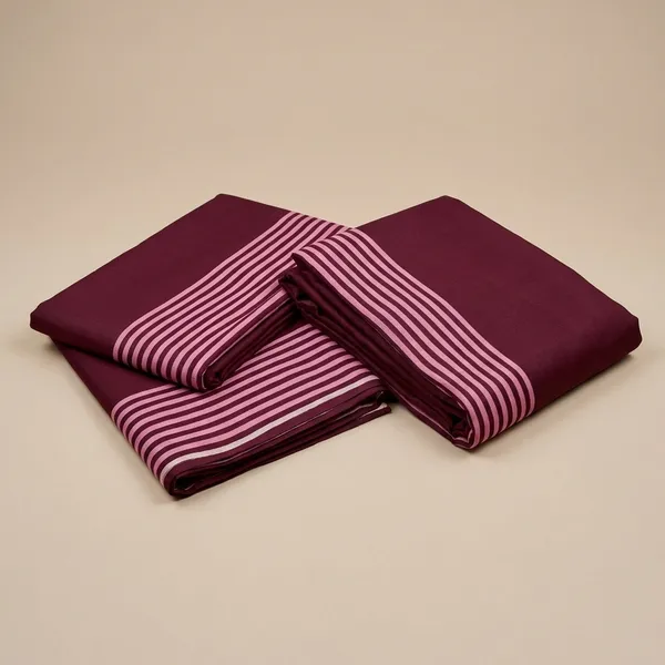 Unstitched_Wine_Crepe_Unstiched_Saree_And_Salwar_Suit_Set_With_Striped_Pattern_(Saree-5_M,_Blouse-_0.8_M)
