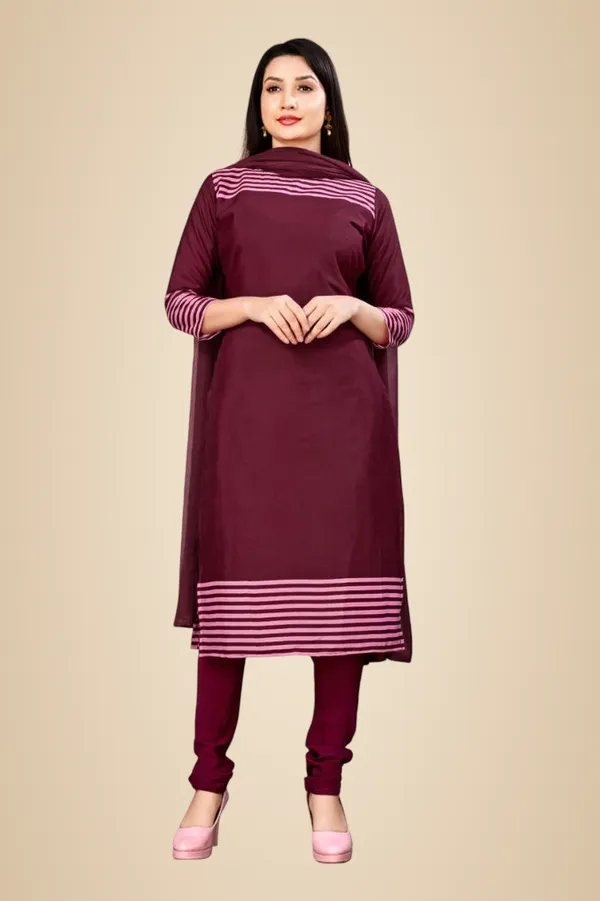 Wine_Ethnic_Wear_Crepe_Unstiched_Kurta_Set_For_Women