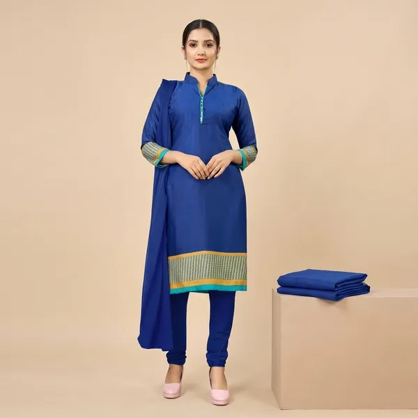 Navy_Blue_Crepe_Unstiched_Suit_Set_With_Printed_Border