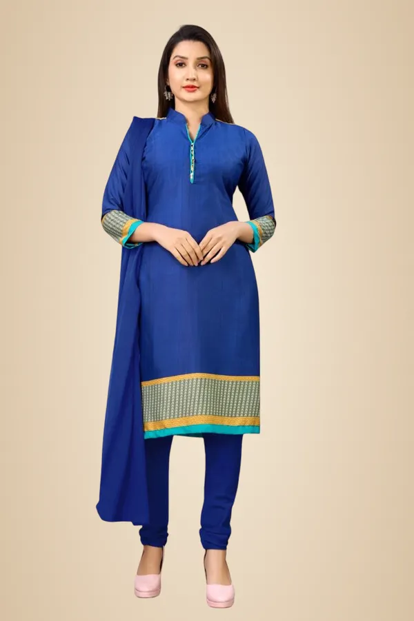 Navy_Blue_Crepe_Unstiched_Suit_Set_With_Printed_Border