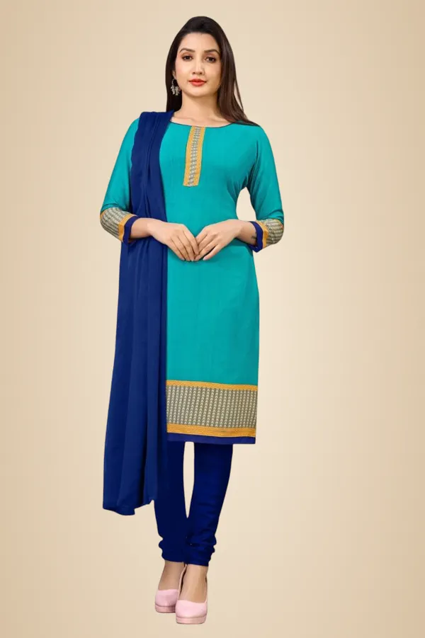 Unstitched_Turquoise_Blue_Crepe_SalwarSuit_With_Navy_Blue_Dupatta_6.5_M