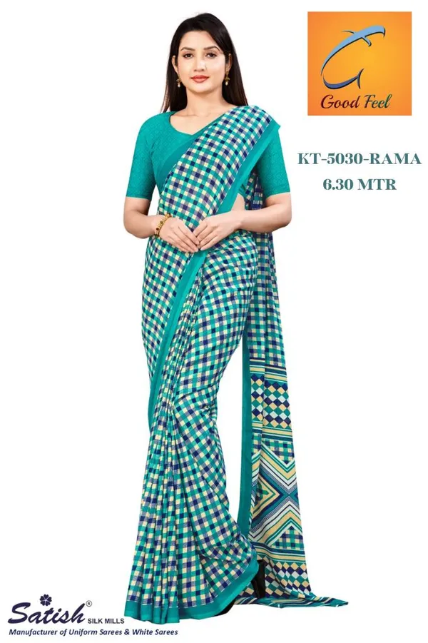 Unstitched_Teal_Blue_Checkered_Soft_Crepe_Unstiched_Saree_(Saree-5_M,_Blouse-_0.8_M)
