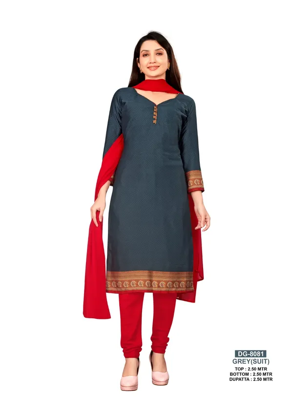 Grey_And_Red_Crepe_Unstiched_Suit_Set_With_Dupatta
