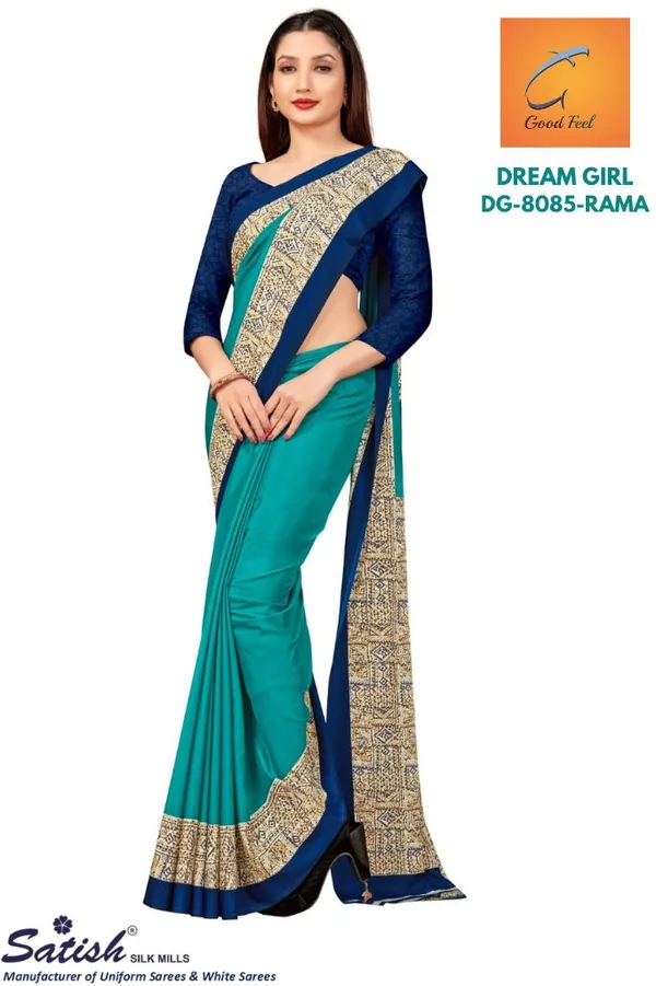 Unstitched_Teal_Blue_And_Gold_Crepe_Unstiched_Saree_Blouse_And_Golden_Border_(Saree-5_M,_Blouse-_0.8_M)