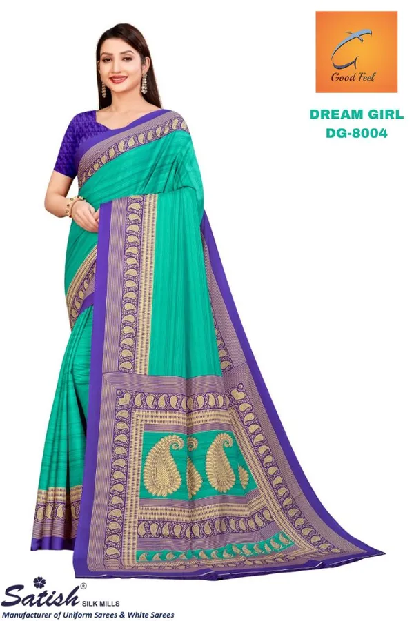 Unstitched_Turquoise_Crepe_Unstiched_Saree_With_Purple_Border_(Saree-5_M,_Blouse-_0.8_M)
