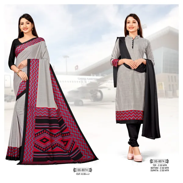 Unstitched_Grey_And_Black_Crepe__Smart_Bold_Perfect_Combo_Of_Saree_And_Suit_Set