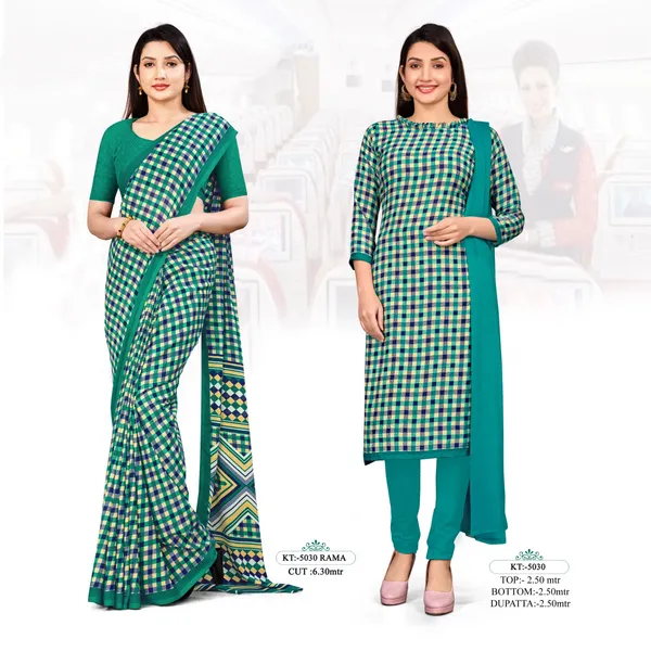 Unstitched_Teal_Green_Crepe__Ethnic_Wear_Combo_Saree_And_Kurta_Set