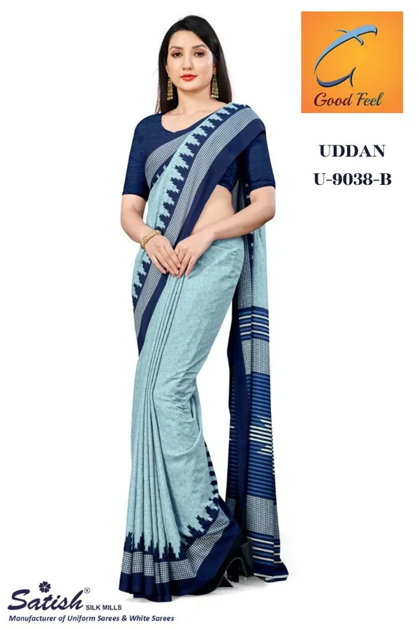 Unstitched_Blue_Chiffon_Crepe_Unstiched_Saree_With_Navy_Blue_Border_(Saree-5_M,_Blouse-_0.8_M)