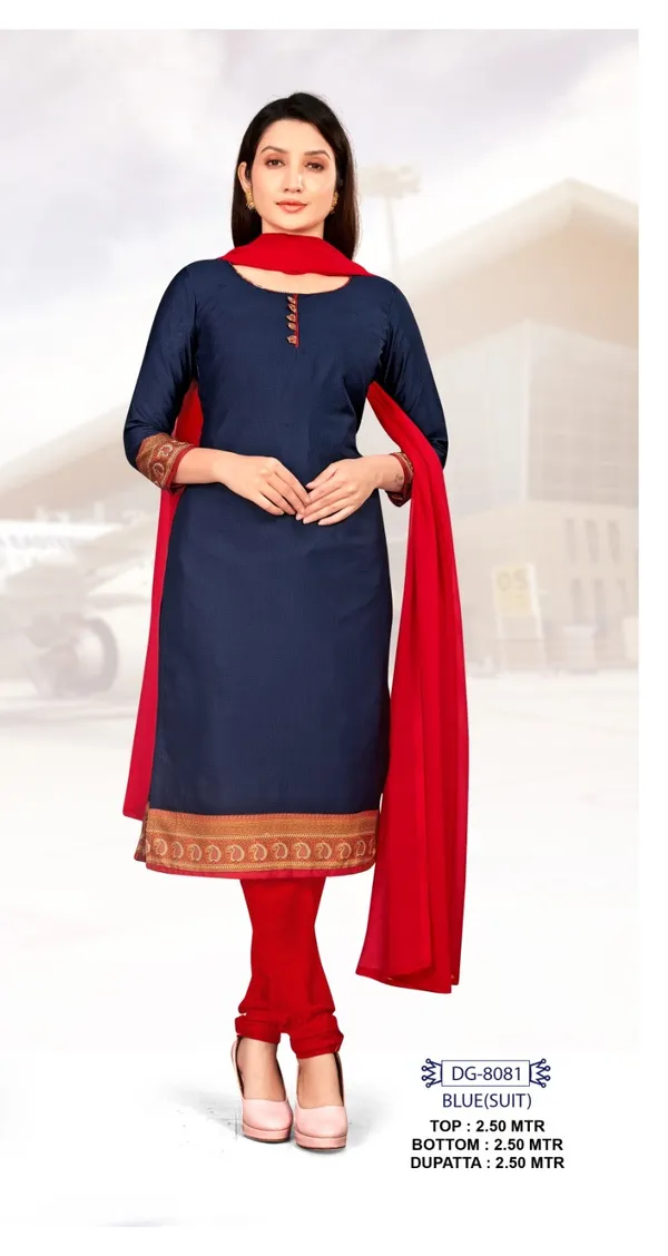 Unstitched_Grey_And_Red_Crepe__Combo_Saree_And_Salwar_Suit_Set