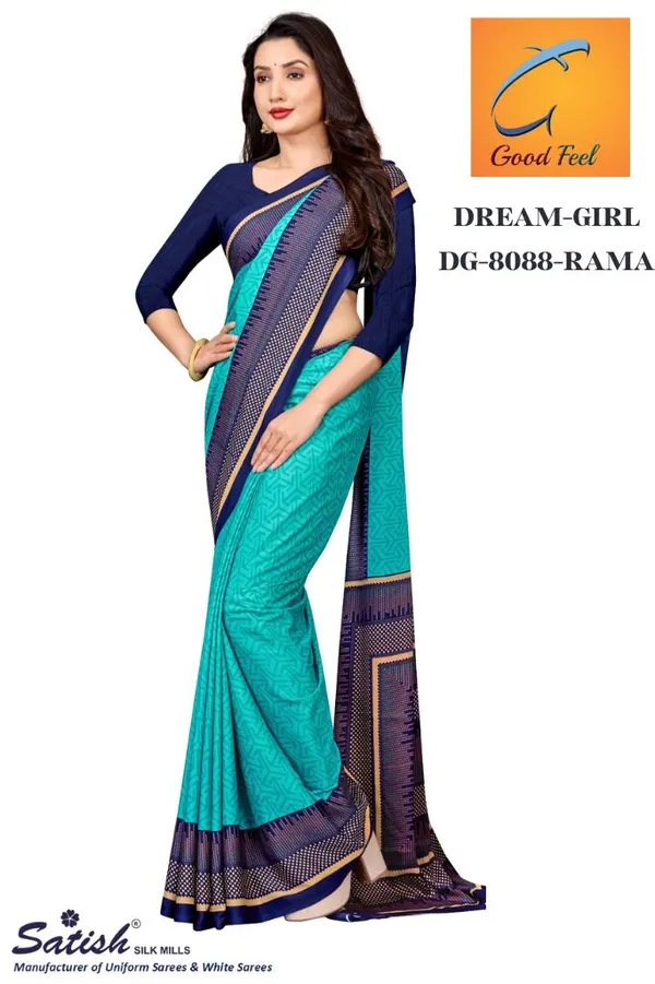 Unstitched_Teal_Blue_And_Blue_Rama_Crepe_Unstiched_Saree_With_Blouse_(Saree-5_M,_Blouse-_0.8_M)