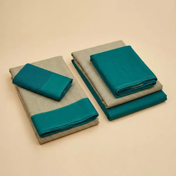 Unstitched_Teal_Green_Crepe__Saree_And_Salwar_Suit_Combo_Set