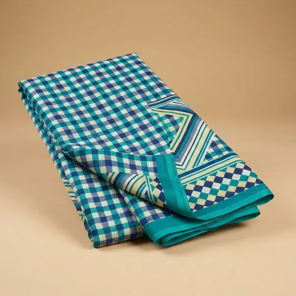 Unstitched_Teal_Blue_Checkered_Soft_Crepe_Unstiched_Saree_(Saree-5_M,_Blouse-_0.8_M)